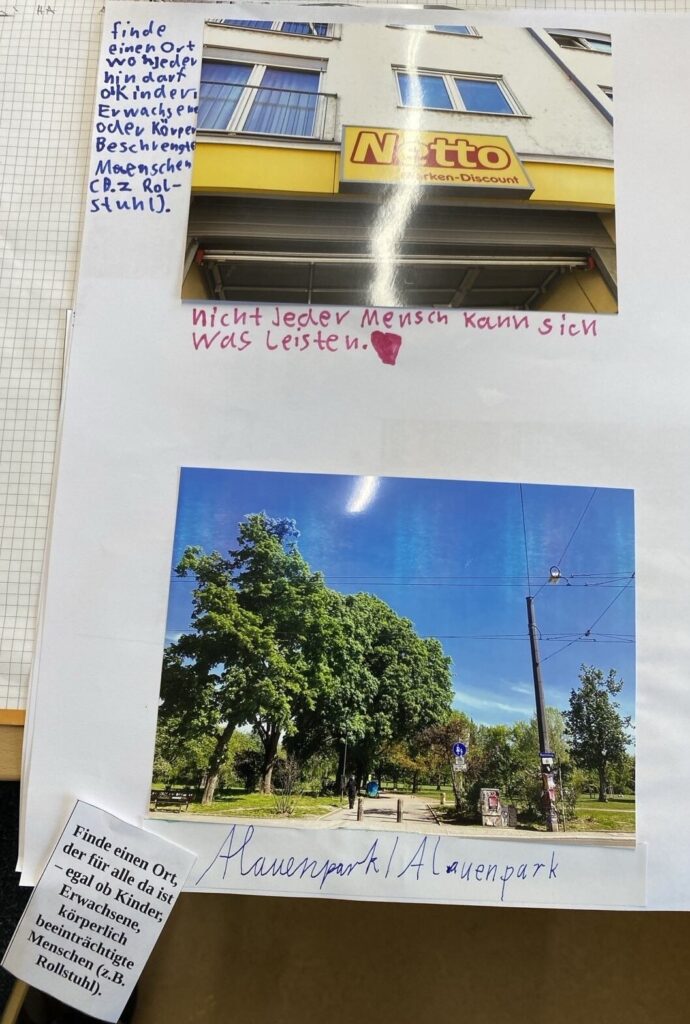 Zwei übereinanderliegende Bilder: Das obere zeigt das Netto-Logo, das untere Bäume